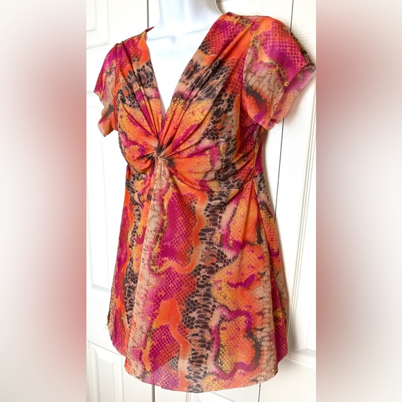 Vtg Anthropologie JOHNNY HEAVEN Mesh Top Snake Print Vintage Y2K Tops Shirts - Picture 2 of 7